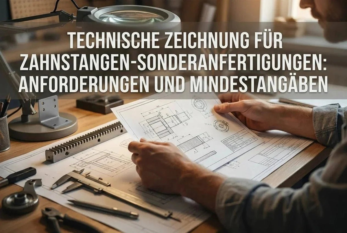 Technische Zeichnung für Zahnstangen-Sonderanfertigungen: Anforderungen und Mindestangaben - WSP Präzision